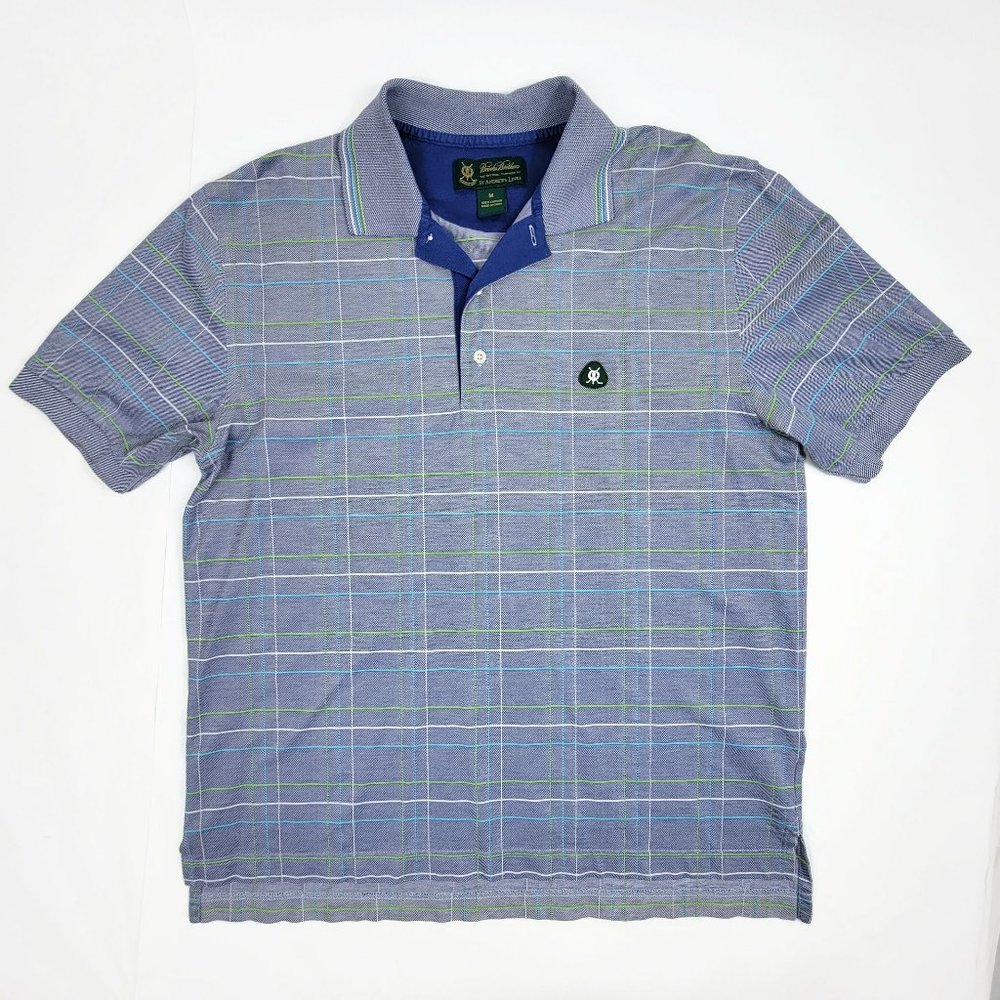 Brooks Brothers St Andrews Links Shirt Mens Size M Golf Blue Green Plaid